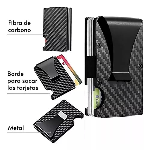 Billetera antirobo fibra de carbono